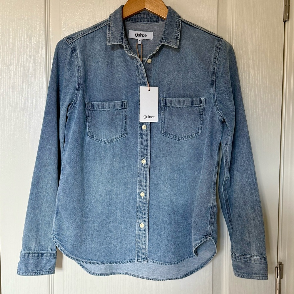 NWT Quince blue denim shirt, size Medium